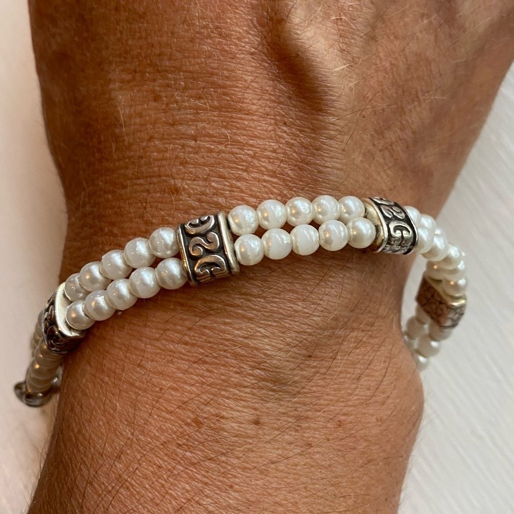 Brighton retired vintage Lady Jane faux pearl and silver toggle bracelet - Picture 6 of 6